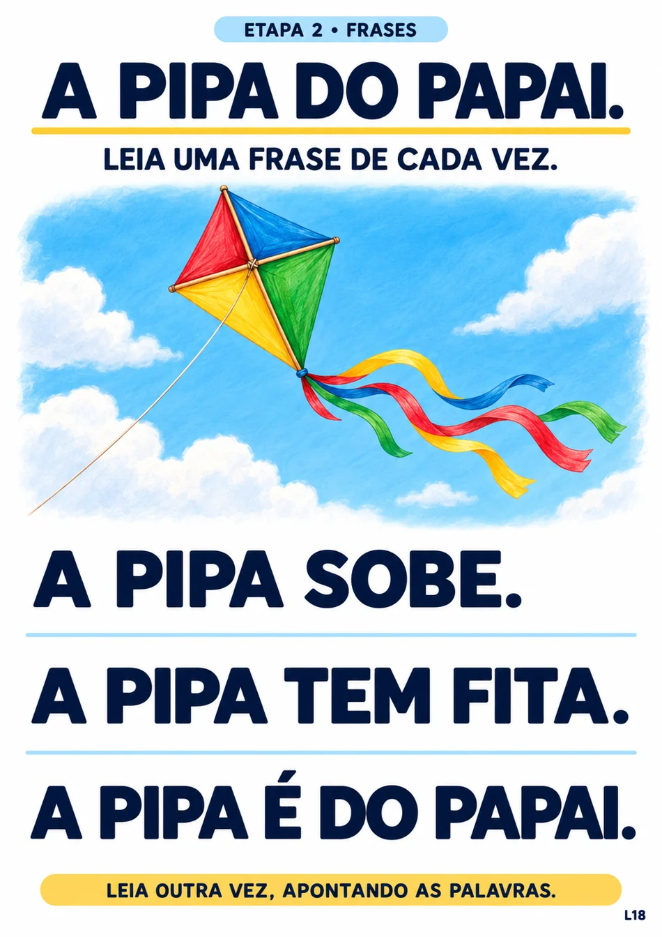 Atividade A pipa do papai: leitura de frases