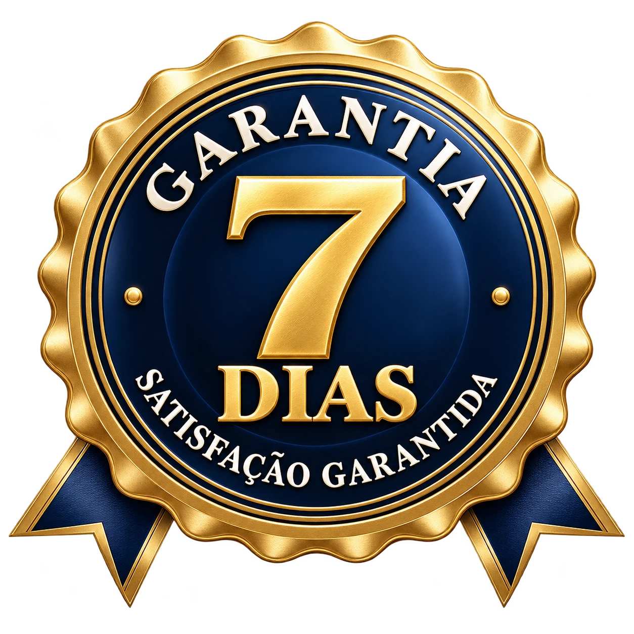 Selo dourado e azul de garantia de 7 dias